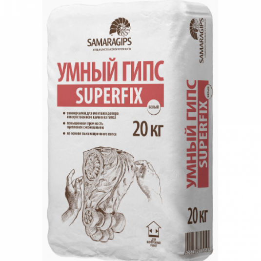 Умный Гипс SuperFix для монтажа декора  и искусственного камня из гипса